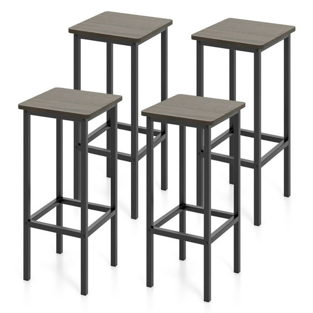 GVN Brown Counter Height 26" Bar Stools Set of 4 for Kitchen Counter Backless Modern Square Barstools Stools Farmhouse Island Chairs