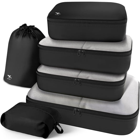 HOTOR 6 Pieces Packing Cubes for Travel Essentials, Space-Saving Suitcase Organizer