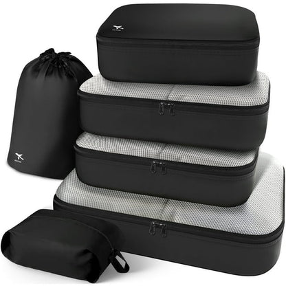 HOTOR 6 Pieces Packing Cubes for Travel Essentials, Space-Saving Suitcase Organizer