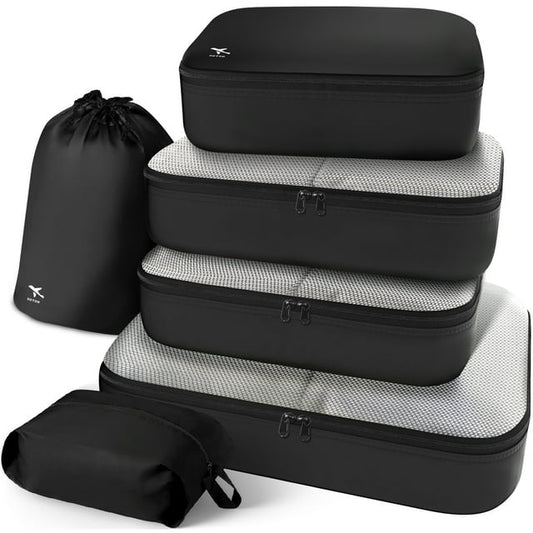 HOTOR 6 Pieces Packing Cubes for Travel Essentials, Space-Saving Suitcase Organizer