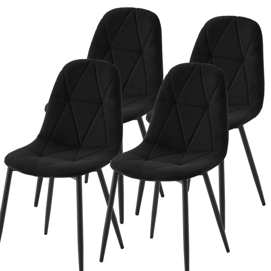 JUSTLET Dining Chairs Set of 4, Fabric Upholstered Chairs with Metal Legs for Dining Room, Living Room, Black
