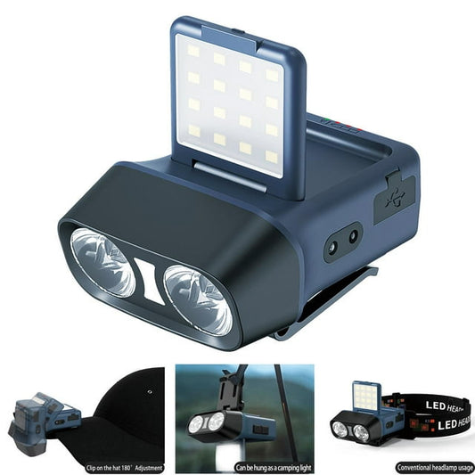 Juyafio New Multifunctional Induction Headlamp USB Rechargeable 3000Lux Super Bright. with A Reading Light And Infinite Dimming, Clip On Cap,Suitable For Camping&Hiking , Overnight Battery Life
