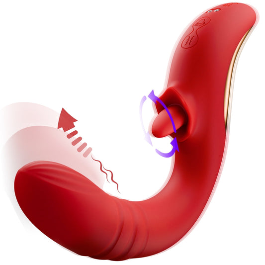 KERERO Thrusting Vibrator Sex Toys, Dildo Vibrators Female Sex Toy with 9 Thrusting & 10 Licking Patterns,G Spot Vibrator Women Adult Toys for Women,Couples Toys