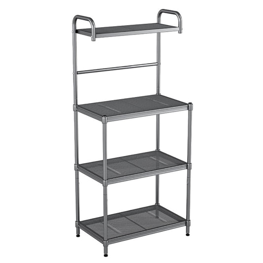 Kepooman Kitchen Bakers Rack, Coffee Bar Station, Microwave Oven Stand,Storage Shelves,4-Tier Baker’s Rack Stand Shelves Kitchen Storage Rack Organizer