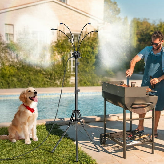 Kfonla Expandable Standing Misters for Outside Patio, 4-Way Adjustable Misting System, Misting Cooling System, Plant Mister for Pool Yard Greenhouse BBQ Trampoline