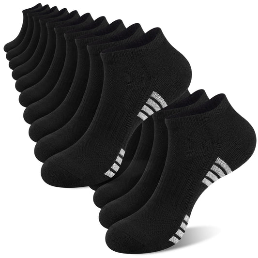 LOOIKOOS 10 Pairs Mens Cushioned Ankle Socks, Low Cut With Arch Surpport Running Sock For Men