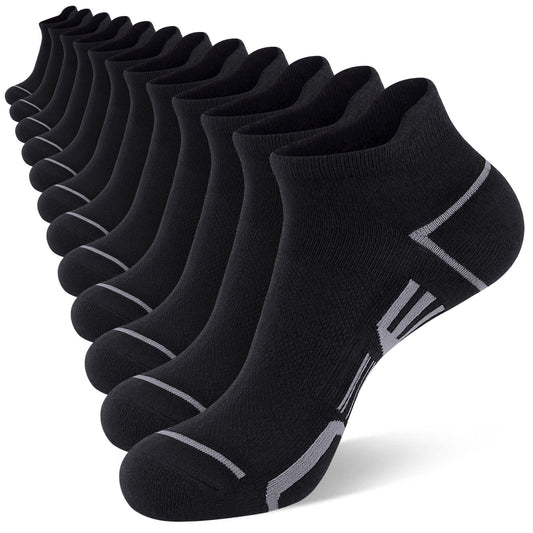 LOOIKOOS 10 Pairs Mens Ankle Socks, Low Cut Athletic Cushioned Socks Breathable Casual Sock