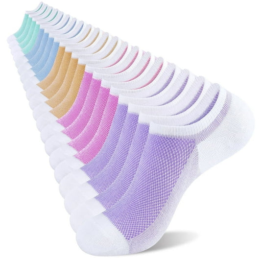 LOOIKOOS 10 Pairs Womens Thin No Show Socks Low Cut Lightweight Invisible Flat Boat Casual Short Socks For Women With Non Slip Grips