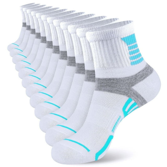 LOOIKOOS 12 Pairs Womens Ankle Socks, Thin Breathable Mini Crew Socks for Women Athletic Sport Running Cycling Casual Socks White