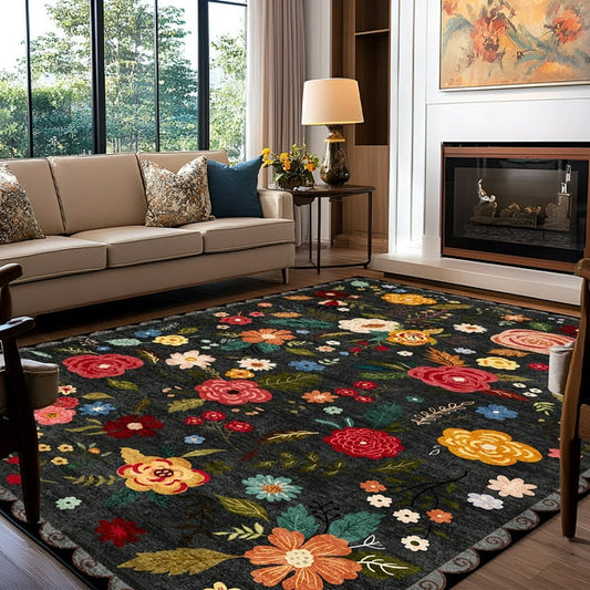 LanternDarkGrey 8ft x 10ft Shaggy Area Rugs for Bedroom Living Room, Fluffy Rug Plush Decorative Rug for Indoor Home Floor Carpet