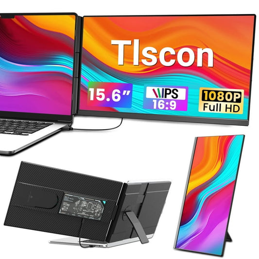 Triple Screen Laptop Screen Extender - 15.6" FHD 1080P Portable Monitor for Laptop, Detachable & Plug and Play Dual Laptop Monitor Extender for 13"-17.3", Compatible with Wins/Mac/Android/Chrome