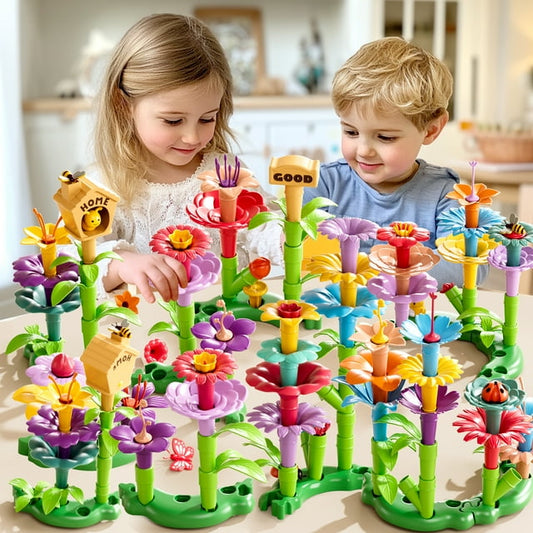 Lucky Doug 148Pcs Flower Garden Building Toys for Toddlers Girls Ages 3-8. Girls Montessori Toys to Build a Garden, Flower Toys for Educational Learning as Gifts