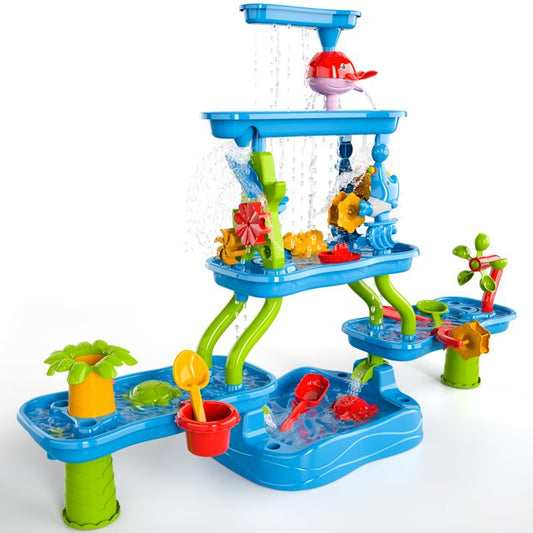 Lucky Doug 3-Tier Water Table for Toddlers 1-5,6 in 1 Water Play Set Kids Outdoor Activity for Kids Boys Girls Age 2-6 Years Old