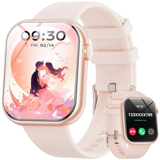 Mingwear 1.85-Inch Women's Smartwatch with Fitness Tracking, 110+ Exercise Modes, Answer/Dial/Pedometer, IP67 Waterproof Fitness Watch for Android and IPhone Devices (Pink)