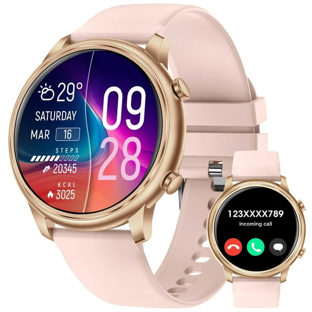 Mingwear 2025 New 1.39-inch Women's Smartwatch, Fitness Tracker with 100+ Exercise Modes, Take/Dial Calls, for Android and Iphone Devices (Metallic gold)