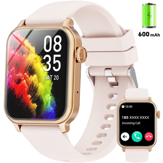 Mingwear 2025 New 1.85-inch Women's Smartwatch, Fitness Tracker with 120+ Exercise Modes, Take/Dial Calls, for Android and Iphone Devices (Metallic Gold)