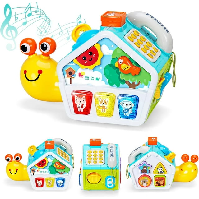 QIAHO Musical Crawling Toys for Toddlers 1-3,6-in-1 Activity Cube Montessori Toys Baby Learning Toy for Boys Girls