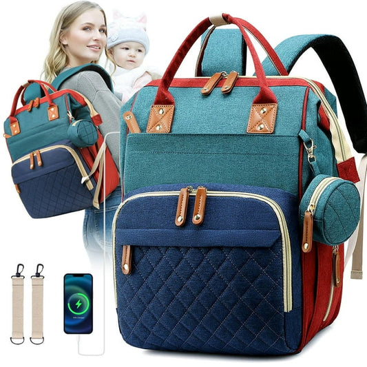 Morfone Baby Diaper Bag Backpack, Baby Bag for Girls & Boys, Large Travel Diaper Backpack with 16 Pockets, Stroller Straps & Pacifier Case for Mom & Dad(Colorful)