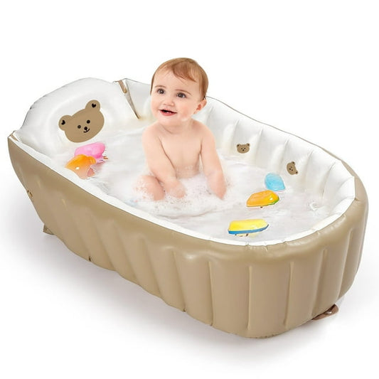 Morfone Inflatable Baby Bathtub for Newborn to Toddler, Inflatable Baby Bath Tub with Air Pump, Portable Travel Shower Basin with Back Support, Foldable Non-Slip Deflates and Folds Easily