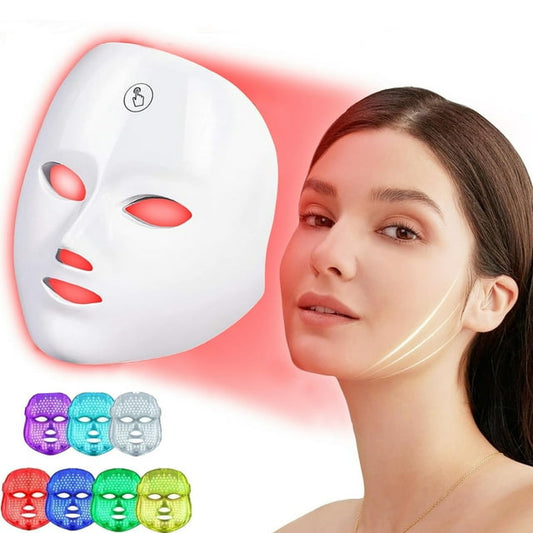 Morfone Red Light Therapy Mask for Face, 7-1 Colors LED Red Light Face Mask Adapt All Skin, Diminish Spots, Remove Wrinkles, Cordless Rechargeable Portable Facial Skin Care Beauty Mask at Home Travel