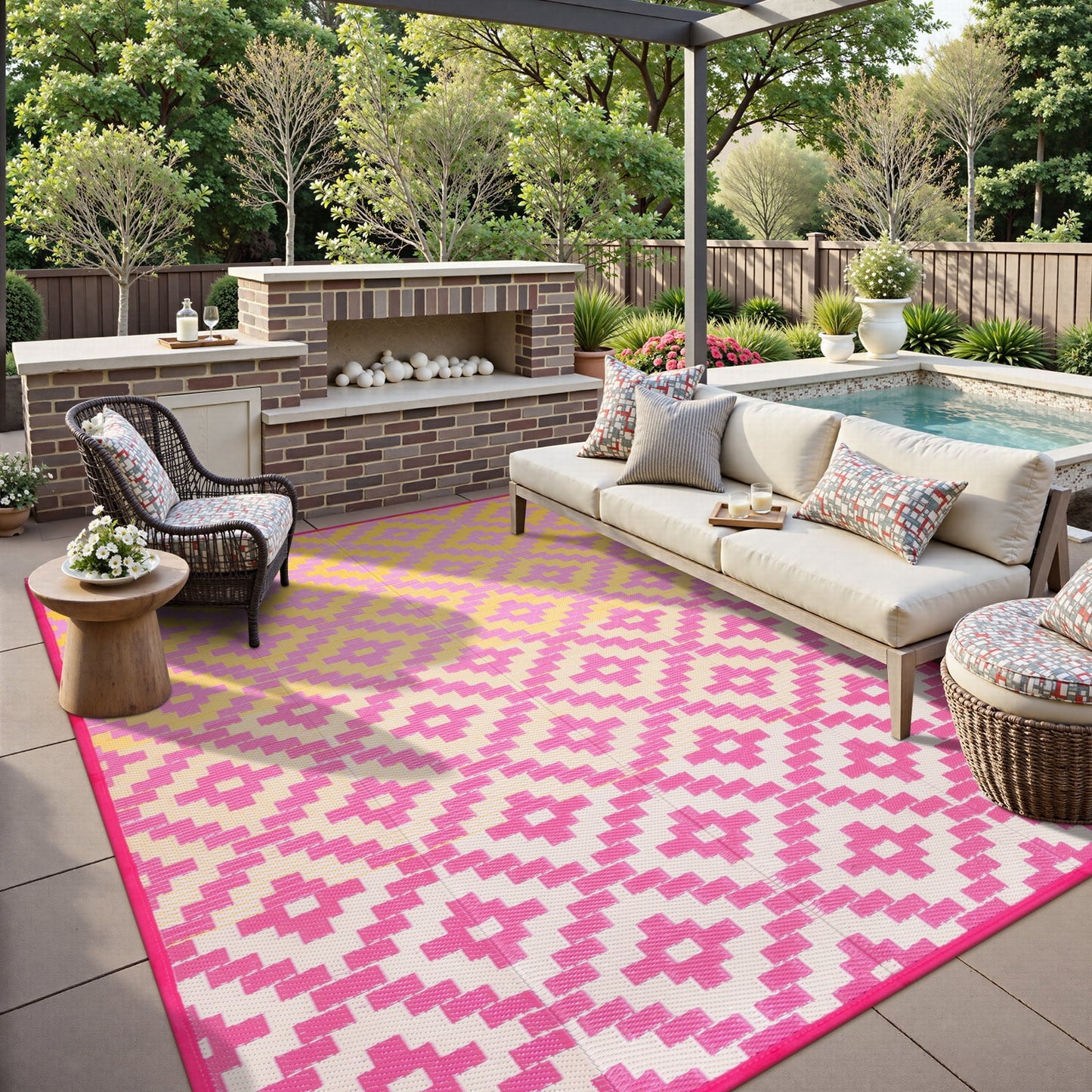 Moynesa 6'x9' Outdoor Rug Waterproof-Patio Rug Mat Outdoor Carpet Reversible RV Camping Picnic Plastic Straw Rug Outside Outdoor Area Rug for Balcony Deck Backyard Patio Decor
