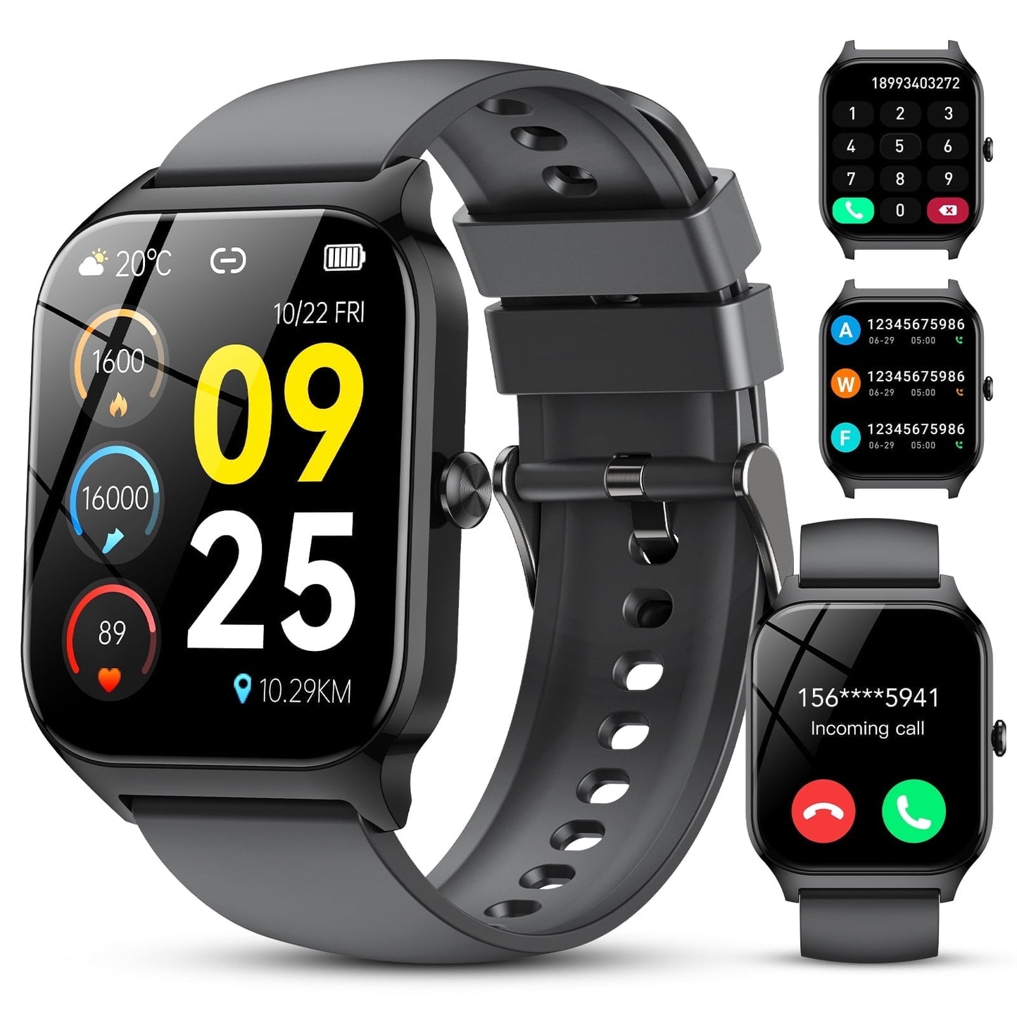 New Smart Watch for Android and IPhone, 1.85 inch Fitness Tracker, Men Women's Smartwatch with Answer/Make Calls/Message Reminder/112+ Sports Modes, IP68 Waterproof, for Gift Black