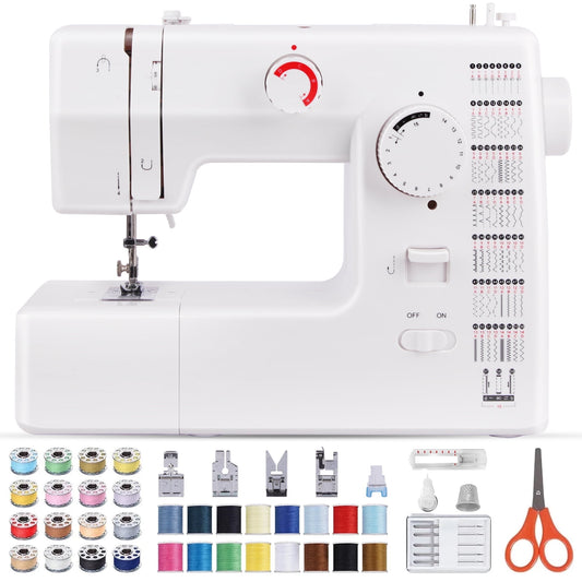 BCOOSS Heavy Duty Sewing Machine with 59 Stitch Applications 6 Included Presser Foot Kit