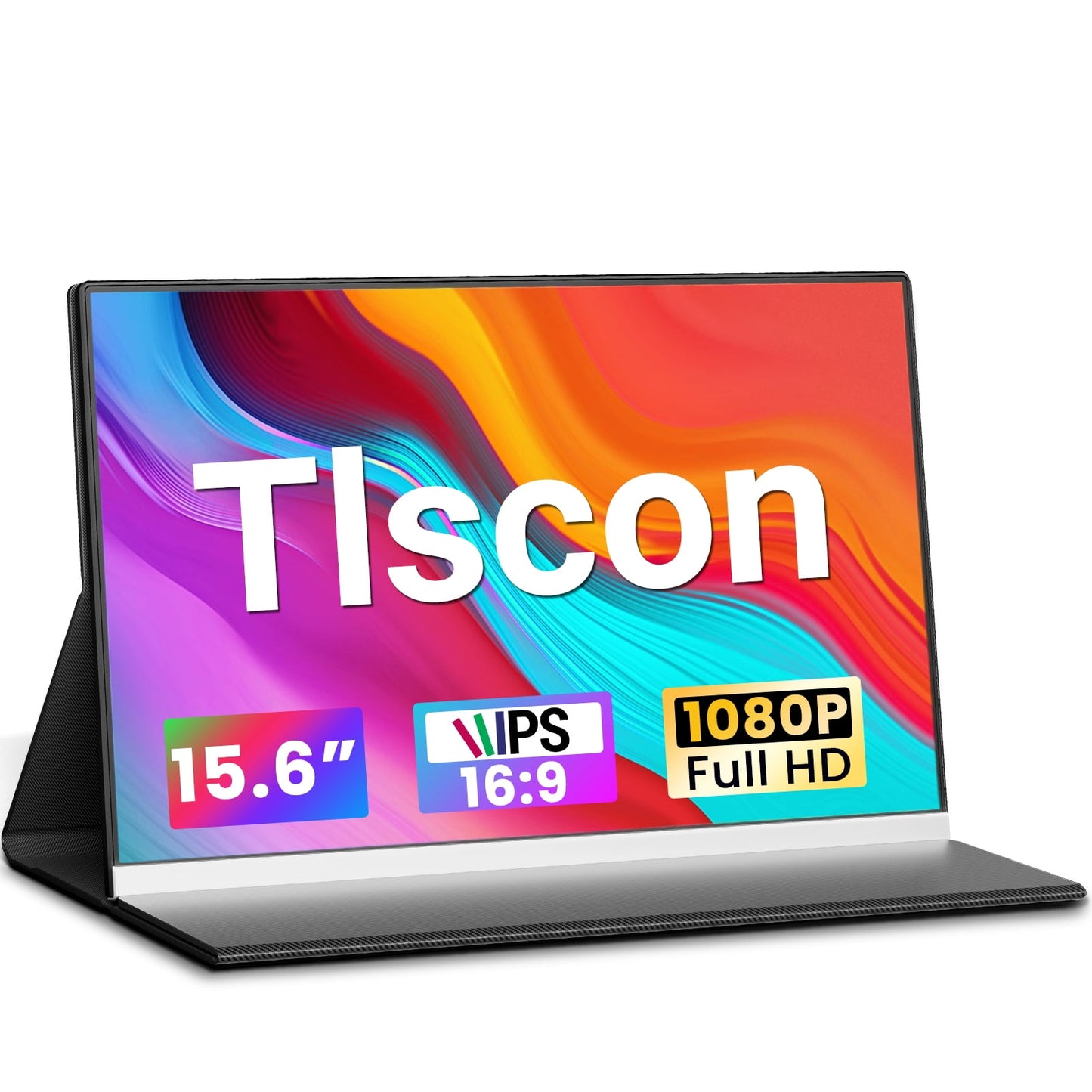 Tlscon Portable Monitor, 15.6" FHD 1080P HDR Laptop Screen Extender Plug and Play External Monitor with Smart Cover for PC, Mac, Xbox, PS5