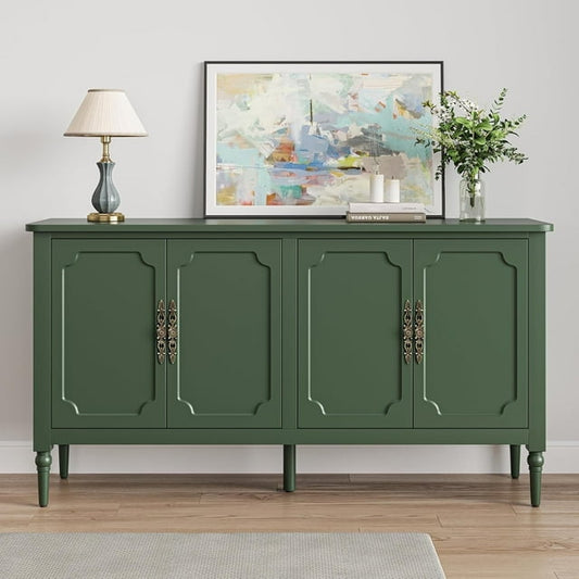Royalcraft 4 Doors Adjustable Shelves Sideboard Buffet Cabinet with Storage, Green