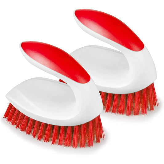 SUPTREE Heavy-Duty Scrub Brushes for Cleaning Scrub Brush with Handle for Shower Bathroom Kitchen Bathtub Scrubber, 2 Pack