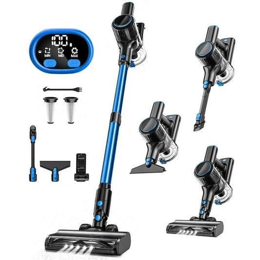 SUXIANGVAC Cordless Vacuum Cleaner, 30Kpa Powerful Suction 8-in-1 Stick Vacuum with LED Display, 3 Modes Suction, Lightweight Vacuum for Hardwood Floor/Carpet/Pet Hair, Blue
