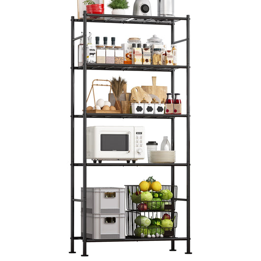 Sakugi 5-Tier Wire Storage Shelves, 33.1"W x 12.6"D x 72"H, 1000lbs Total Capacity, Heavy-Duty Shelf