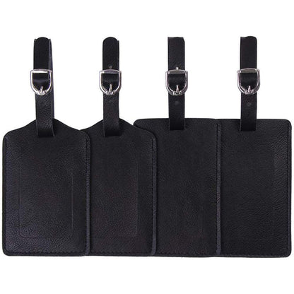 Sherry Genuine Leather Luggage Tag for Suitcases ID Tags Bag Tags for Luggage, Black (4 Pack)