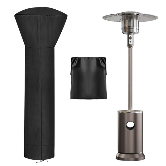 Sherry Waterproof Outdoor Patio Heater Covers with Zipper and Storage Bag, Dust-proof UV-Resistant Windproof Propane Heavy Duty Heater Cover for Standing Heater, 1 Pack, Black