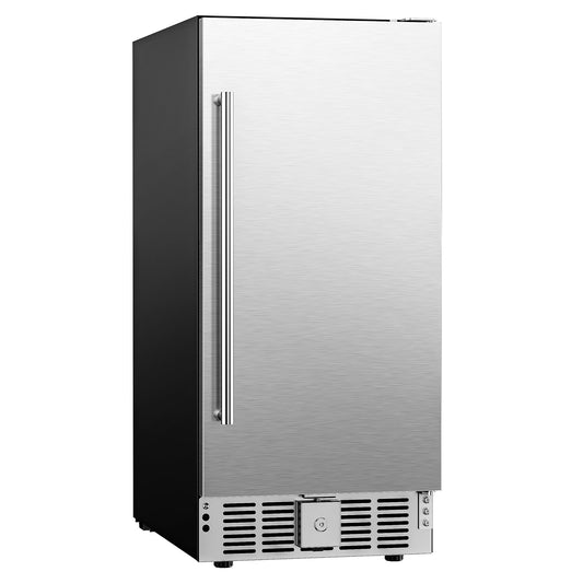Simzlife 15 Inch Under Counter Refrigerator, 127 Cans Outdoor Beverage Refrigerator for Patio & Kitchen, Weatherproof Outdoor Fridge in Stainless Steel, Beverage Cooler for Home & Commercial Use