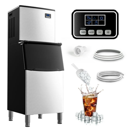 Simzlife 400Lbs/24H Commercial Ice Maker Machine, Freestanding/Built-In, Stainless Steel Clear Ice Cube Maker