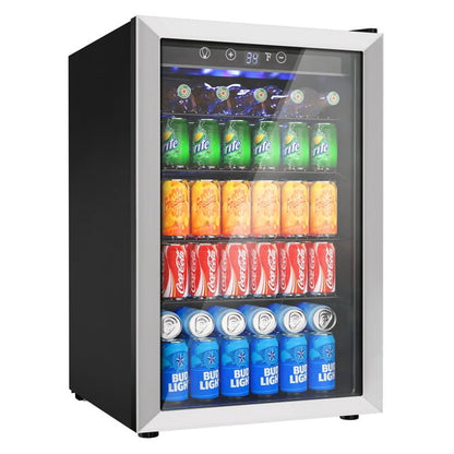 Simzlife Mini Fridge 160 Can Beverage Refrigerator Cooler, 4.5 Cu.Ft Drink Fridge for Soda Wine Beer, Adjustable Temperature Control for Home Office, Black