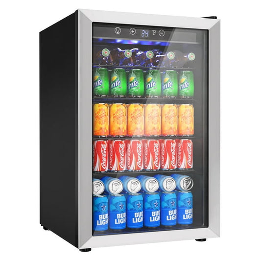 Simzlife Mini Fridge 160 Can Beverage Refrigerator Cooler, 4.5 Cu.Ft Drink Fridge for Soda Wine Beer, Adjustable Temperature Control for Home Office, Black