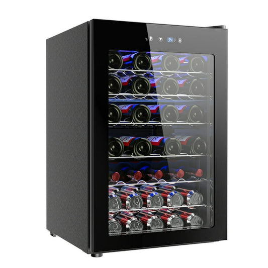 Simzlife Mini Fridge 45 Bottle Wine Cooler Refrigerator, 4.5 Cu.Ft Drink Fridge for Soda Wine Beer, Adjustable Temperature Control for Home Office, Black