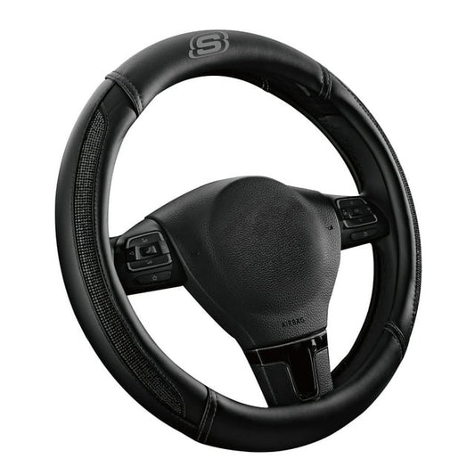 Skechers Diamond Leather Car Steering Wheel Cover – Universal Fit, 24MP37-SWC-BK 0.79Lbs