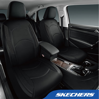 Skechers Leather Front Car Seat Cover – Stylish Diamond Design, Universal Fit - Black