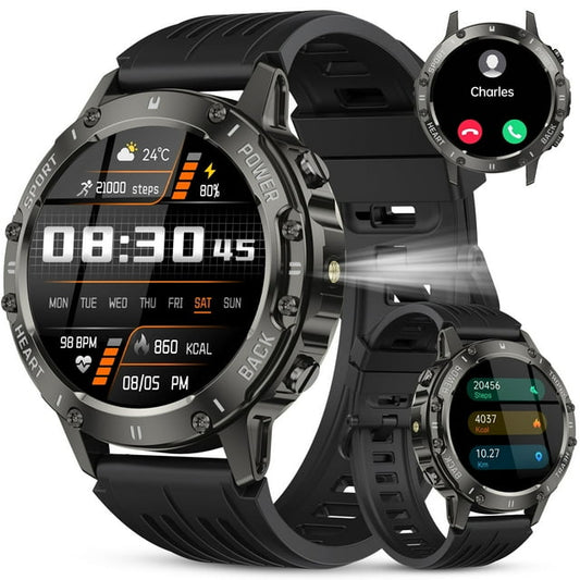 Smart Watch for Men Answer/Make Call for Android iPhone, 1.39" AMOLED HD Screen Mens Luxury Watch 114 Sports Modes, 400mAh Heavy Duty Smartwatch Pedometer