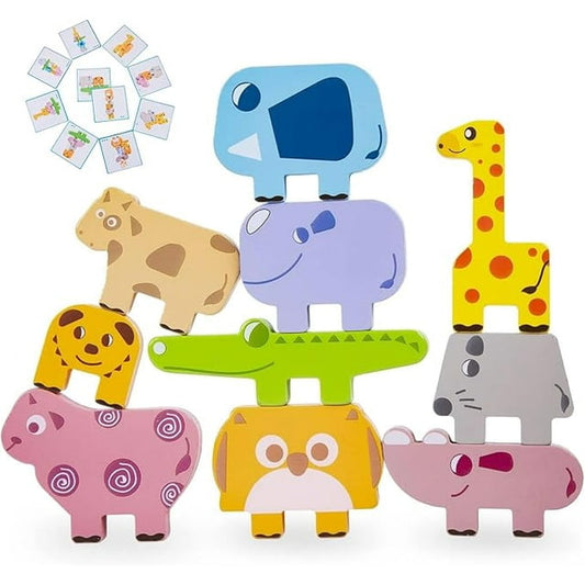 Toddler Toys Wooden Animal Blocks Balance Stacking Blocks Children's Early Learning Educational Toys Building Blocks Playing