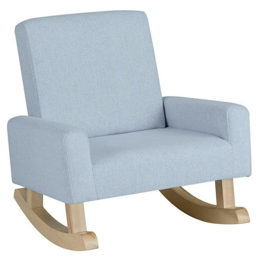 Topcobe Kids Rocking Chair with Solid Wood Legs, Toddler Living Room Chair-Blue