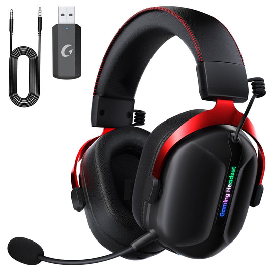 UDH 2.4GHz Wireless Gaming Headset for PS5/PS4, PC, Switch, Bluetooth 5.3 Gaming Headphones with Microphone Noise Canceling, 60H Battery, 3.5mm Wired Mode for Xbox Series - Black
