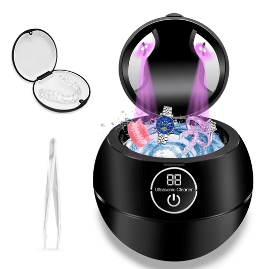 Ultrasonic Retainer Cleaner for Denture,42kHz Portable Dental Cleaner with 3 Modes ,200ml Digital Timer and 2 UVC for Denture Cleanser, Invisalign Aligner, Braces, Mouth Guard,Jewelry