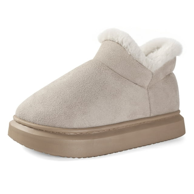 WALL QMER Bootie Slippers for Women, Warm Memory Foam House Shoes, Indoor Outdoor Fuzzy Boots