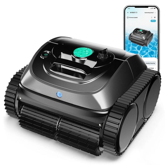 2025 New WYBOT C1 Cordless Robotic Pool Vacuum Cleaner for In-Ground Pools up to 1600 sq. ft, 150 Mins Runtime with Wall Climbing Function, Larger Top-Loading Filters