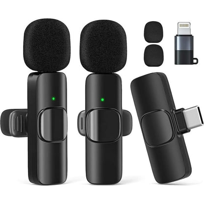Wireless Lavalier Microphone for iPhone/Android/iPad/Laptop, Mini Microphone, Microphone for Type-C Phone, Wireless Microphones, Microphone for Video Recording, YouTube, Vlog, Tiktok, Interview
