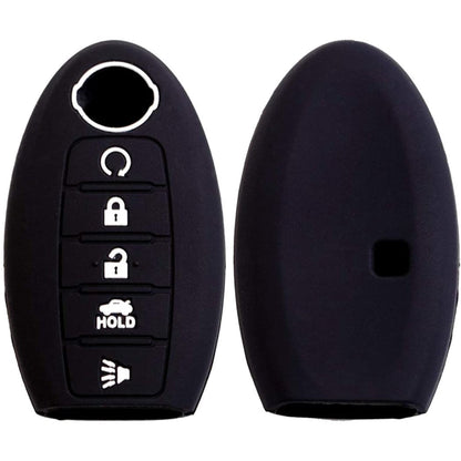 Autobase Silicone Key Fob Cover for Nissan Rogue Murano Armada Maxima Altima Sedan Pathfinder INFINITI JX35 Q50 Q60 QX56 QX60 QX80 | Car Accessory | Key Protection Case 2 Pcs (Black)